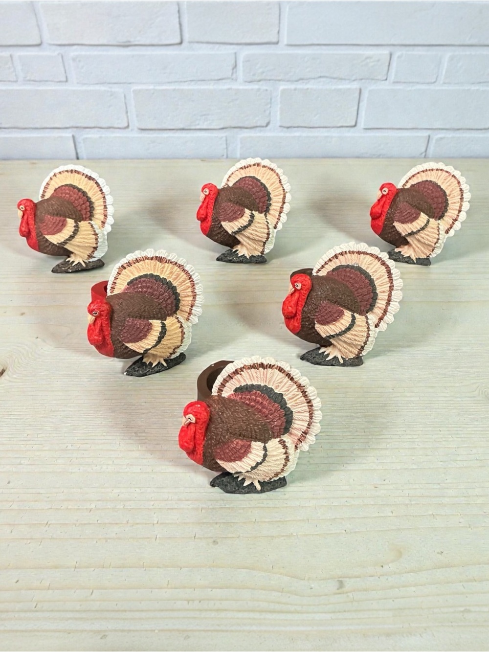 Set of 6 Wooden Turkey Napkin Rings